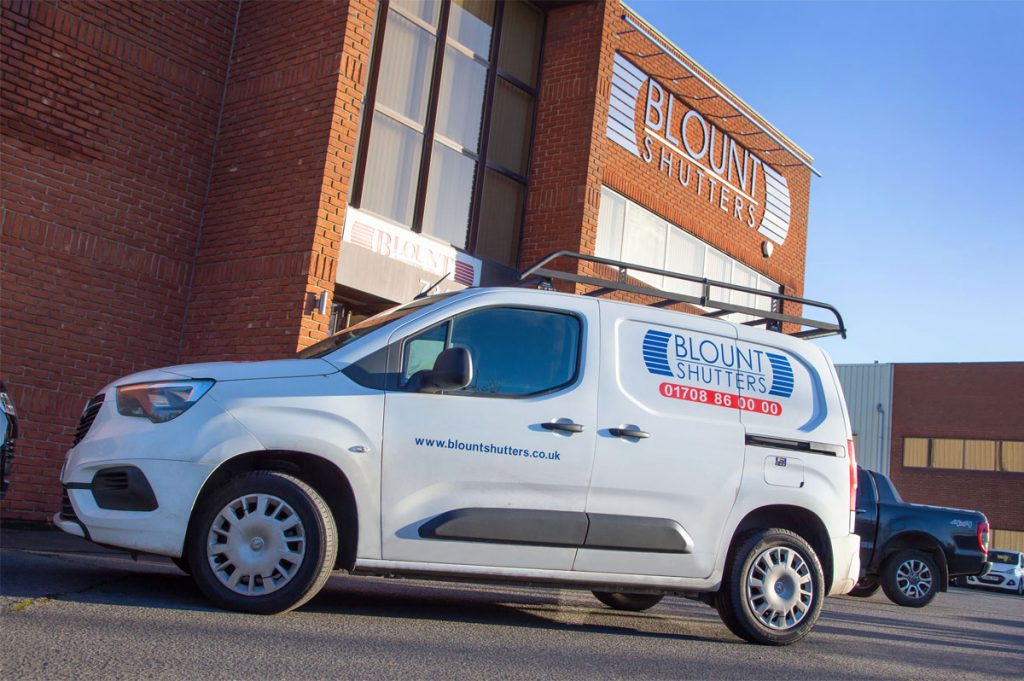 A Blunt Shutters van parked outside their offices HQ